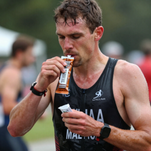 Gel energético con cafeína usado durante entrenamientos de resistencia.