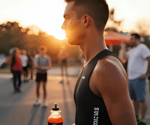 Triatleta alimentándose antes de una sesión larga para asegurar energía suficiente.