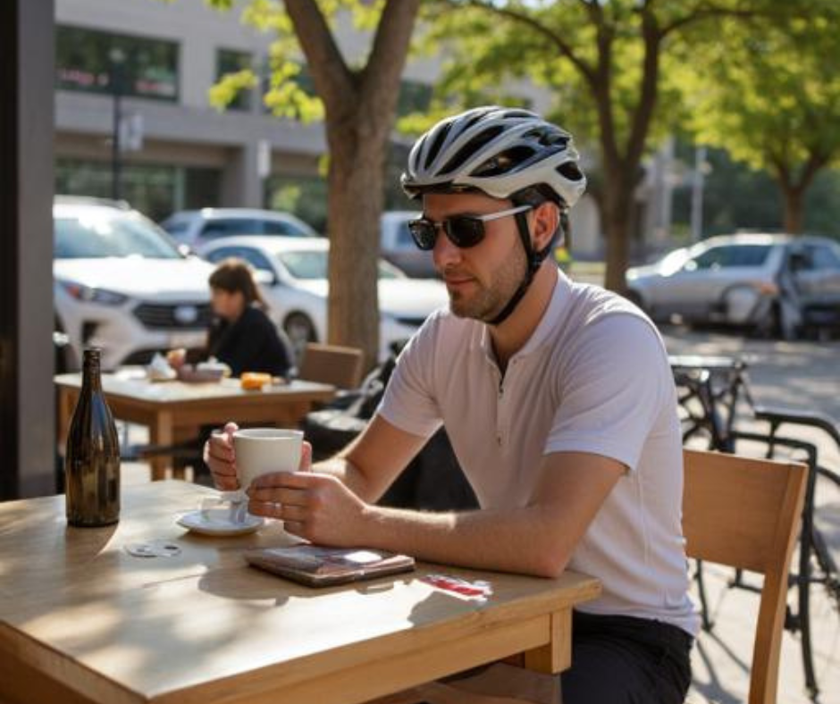 Ciclista entrenando a primera hora con luz de amanecer